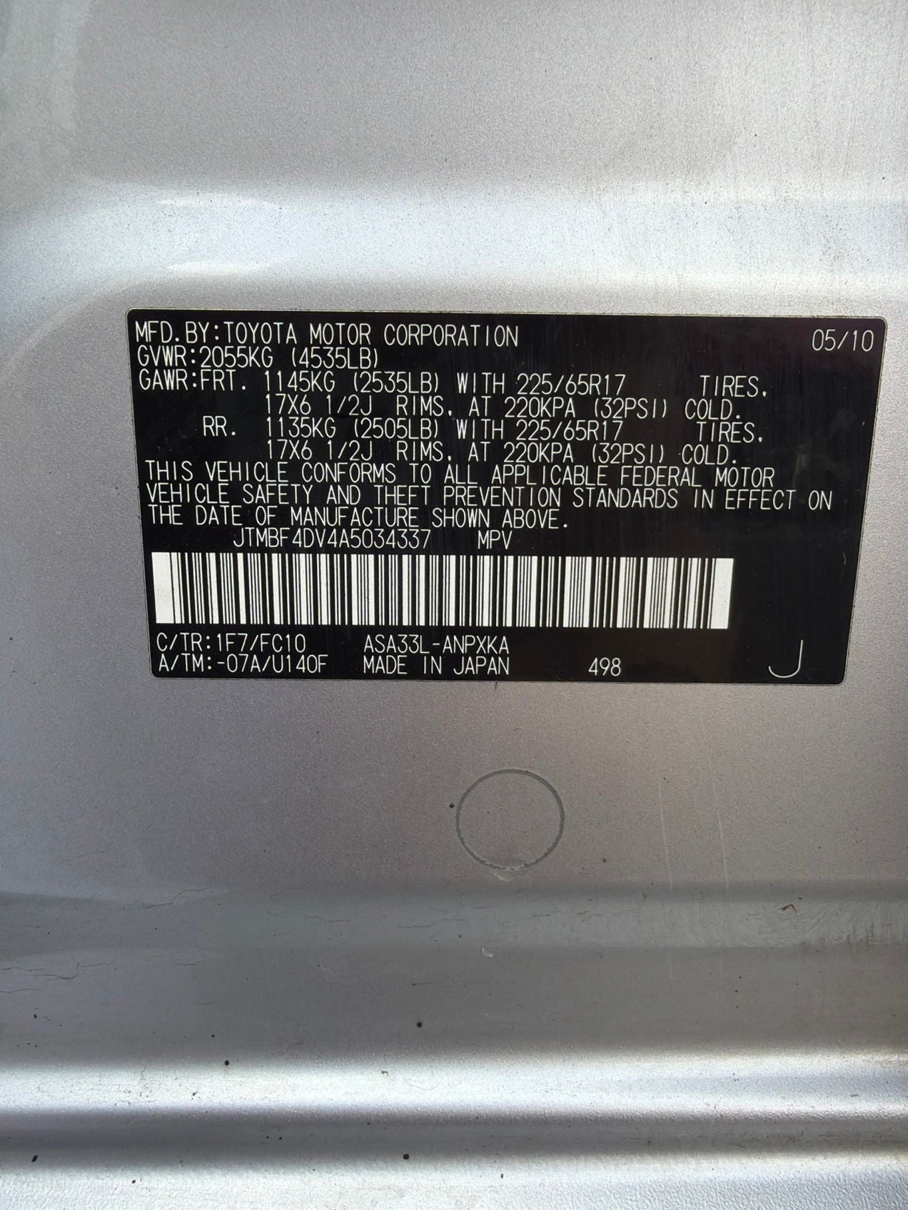 2010 Toyota RAV4 Base
